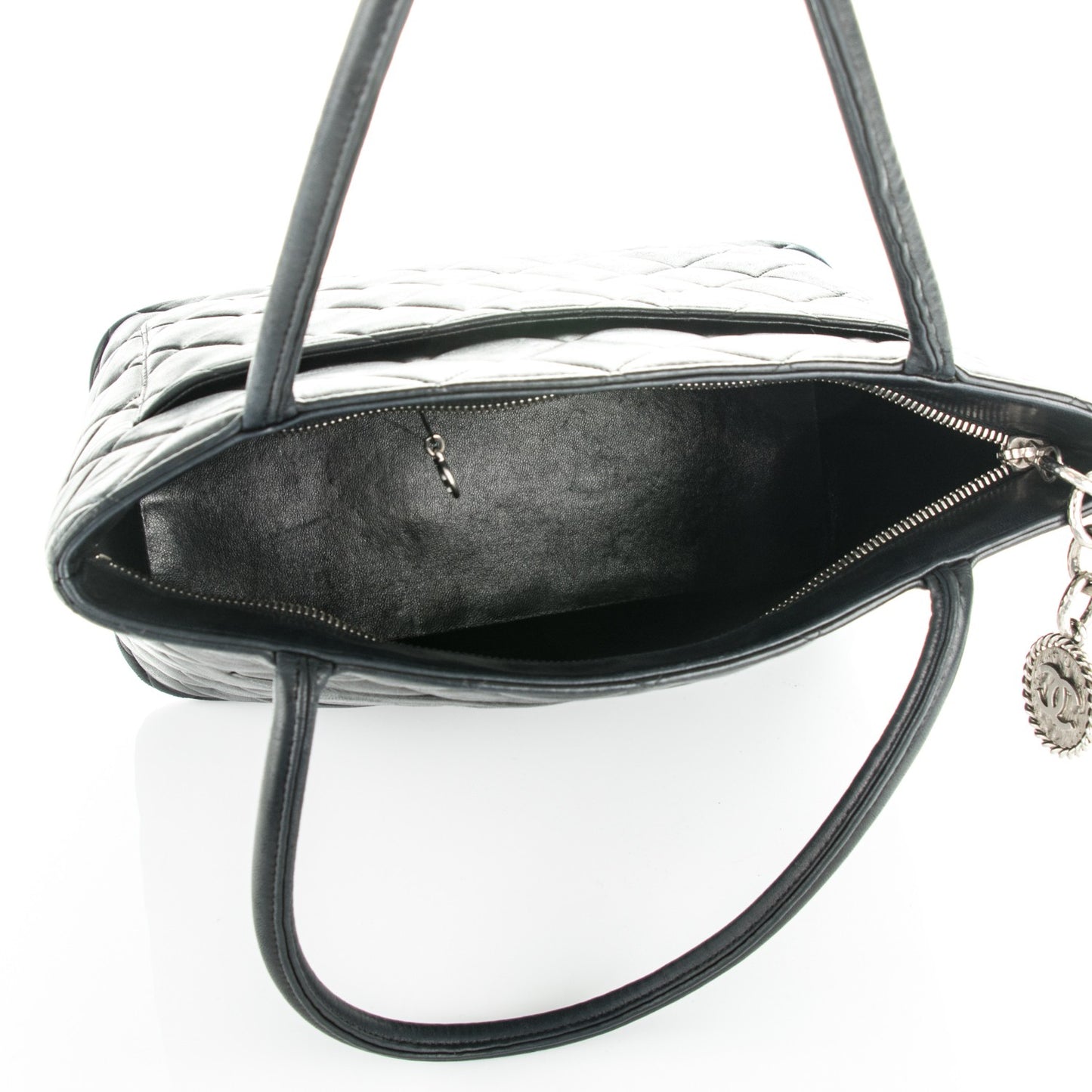 Lambskin Quilted Medallion Tote Black