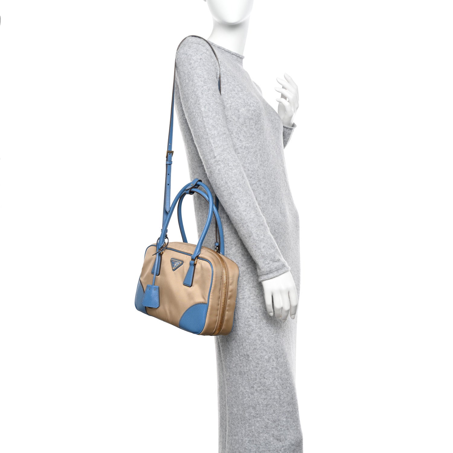 Prada Re-Nylon Saffiano Medium Re-Edition 1978 Two Handle Bag Camel Wave 2 of 9
