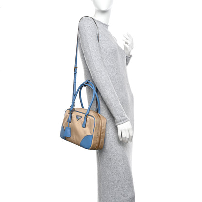 Prada Re-Nylon Saffiano Medium Re-Edition 1978 Two Handle Bag Camel Wave 2 of 9