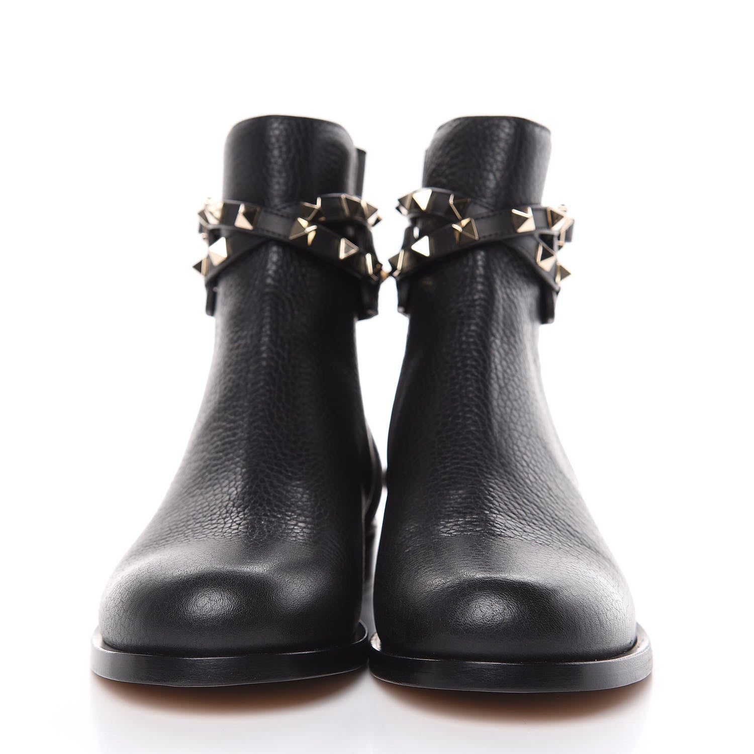 Valentino Garavani Grained Calfskin Rockstud Beatle Chelsea Ankle Boots 36.5 Black 2 of 8