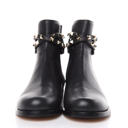 Valentino Garavani Grained Calfskin Rockstud Beatle Chelsea Ankle Boots 36.5 Black 2 of 8