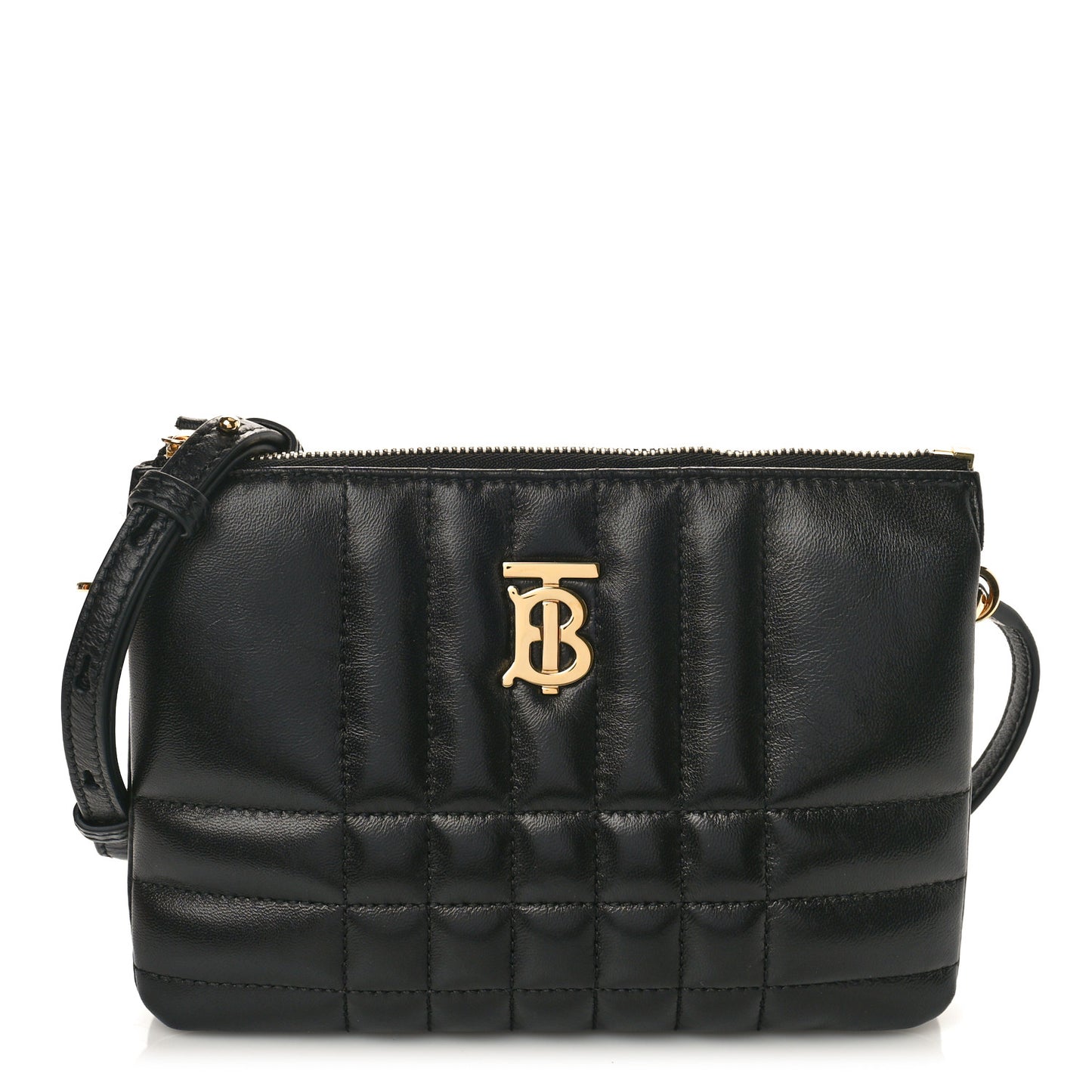 Lambskin Quilted Lola Double Pouch Crossbody Black