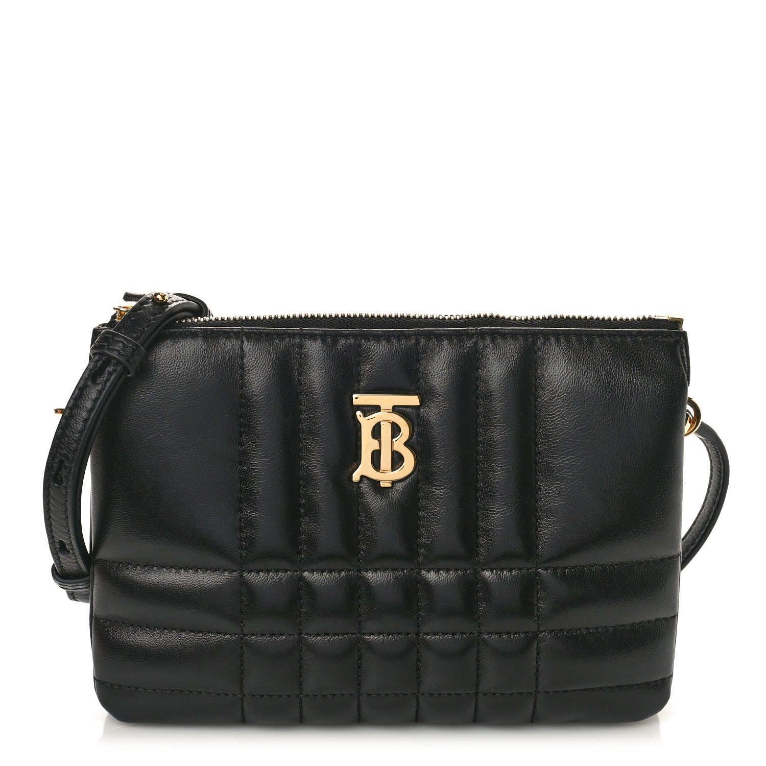 Burberry Lambskin Quilted Lola Double Pouch Crossbody Black 1 of 10