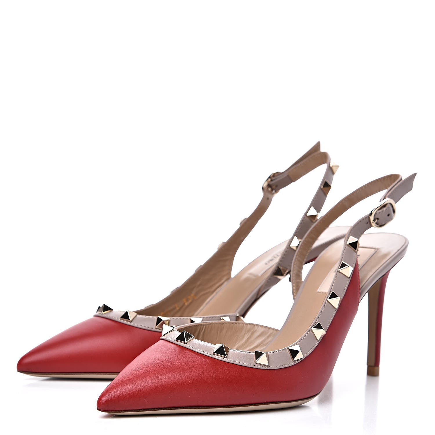 Valentino Garavani Nappa Rockstud Half D'Orsay Slingback 85mm Pumps 37.5 Rosso Valentino Poudre 3 of 9