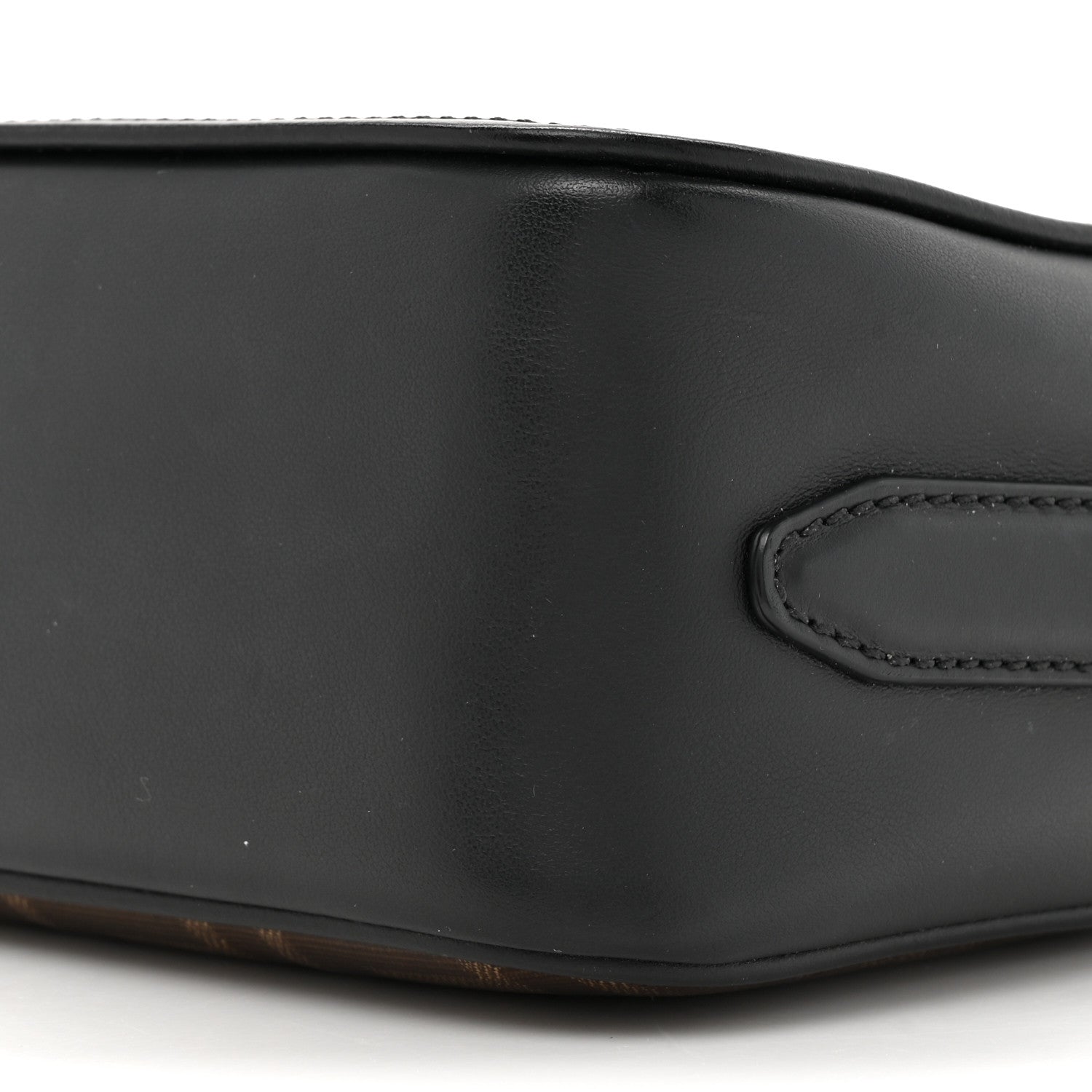 Fendi Glazed Fabric Vitello Century F is Fendi FF 1974 Stamp Patch Camera Case Mogano Panna Black 9 of 11