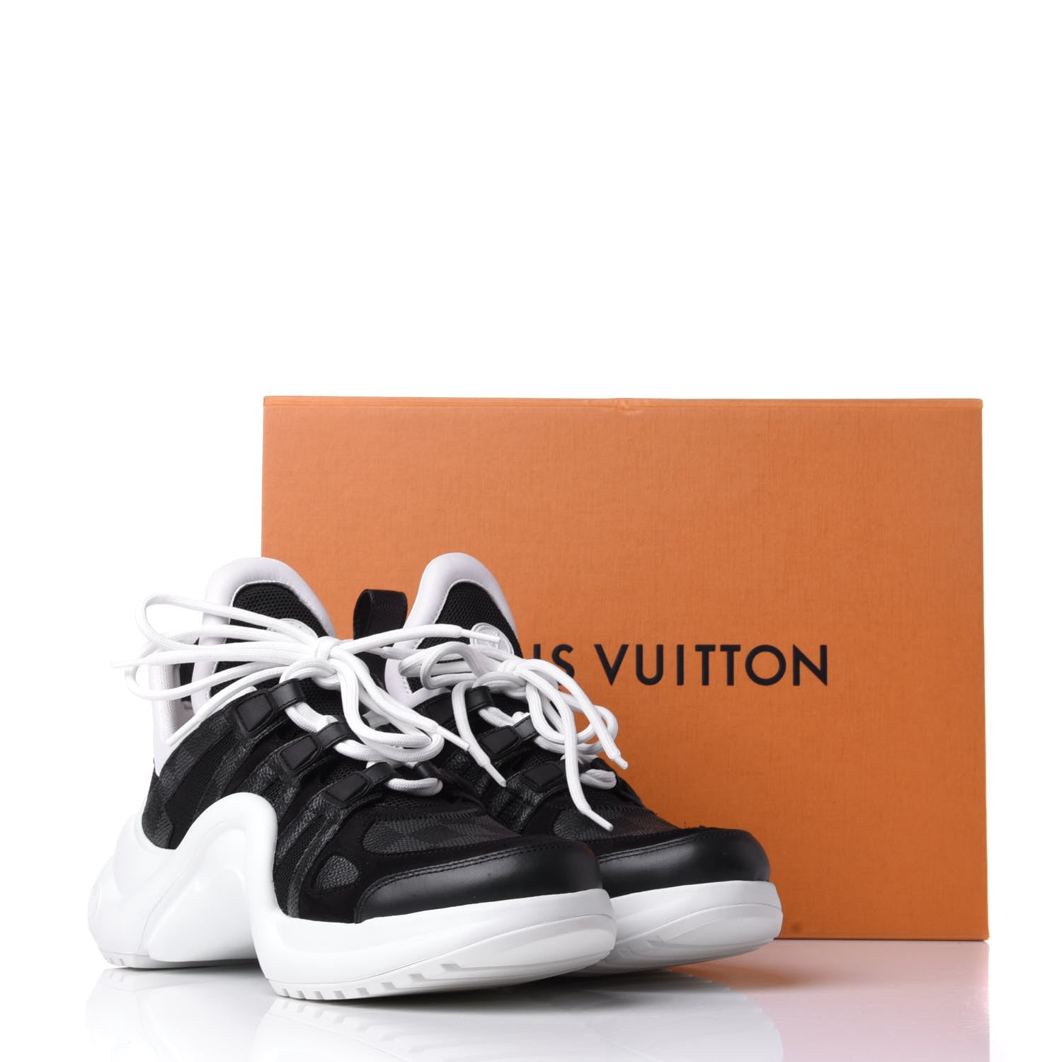 Louis Vuitton Calfskin Technical Nylon Damier Graphite LV Archlight Sneakers 38 Black White 9 of 9
