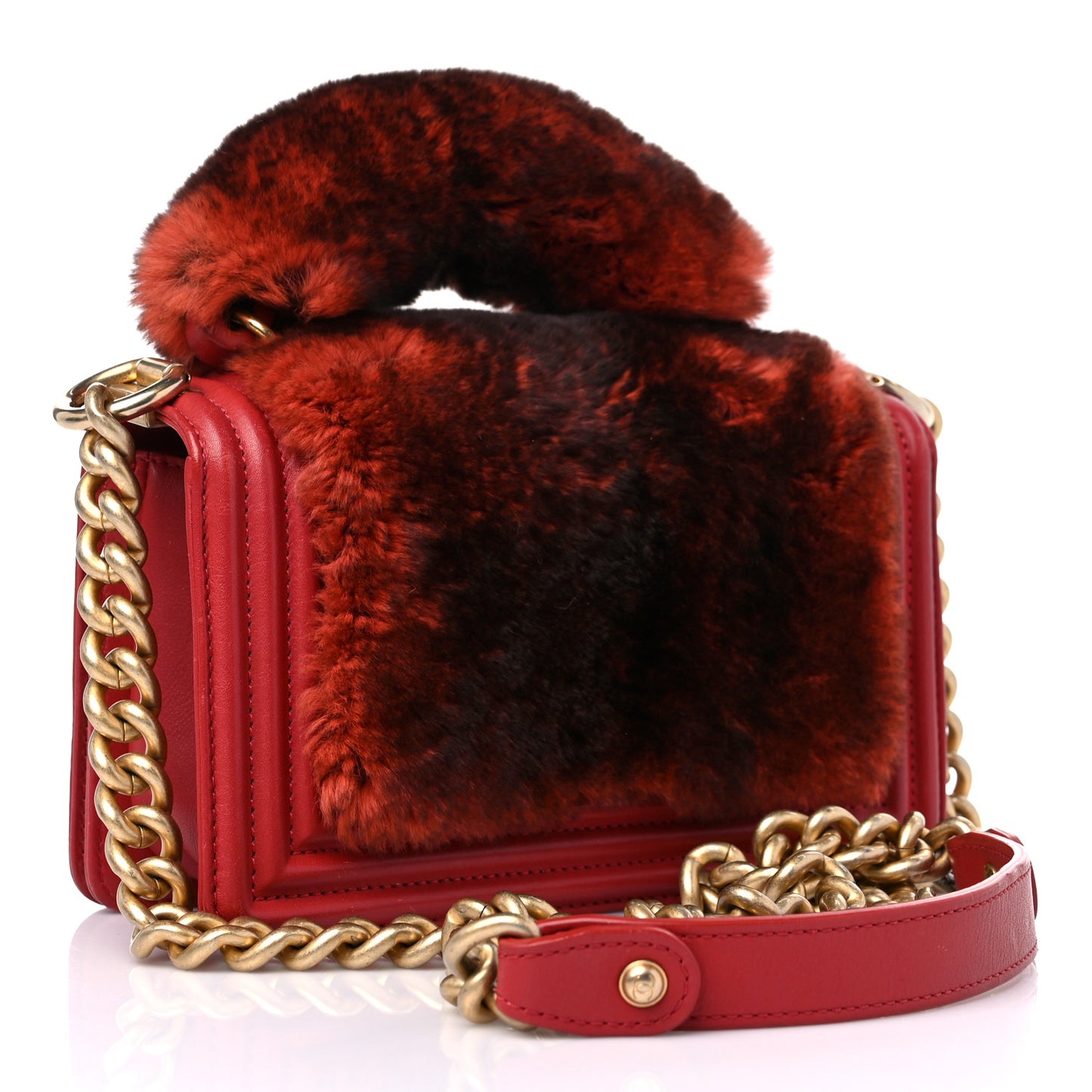 Orylag Rabbit Fur Calfskin Small Boy Flap Red