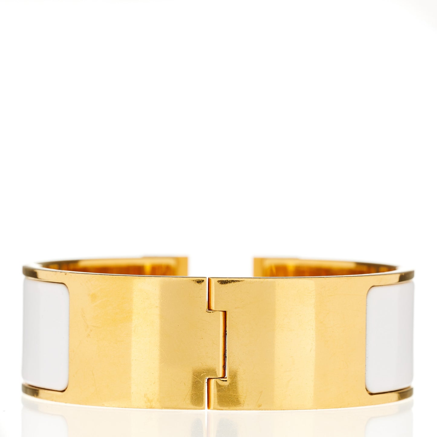 Enamel Wide Clic Clac H Bracelet GM White