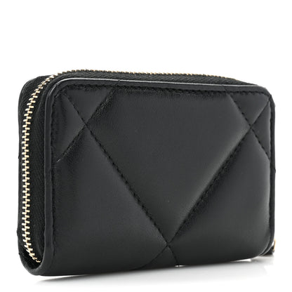 Chanel Lambskin Quilted Chanel 19 Zip Around Coin Purse Wallet Black 3 of 12