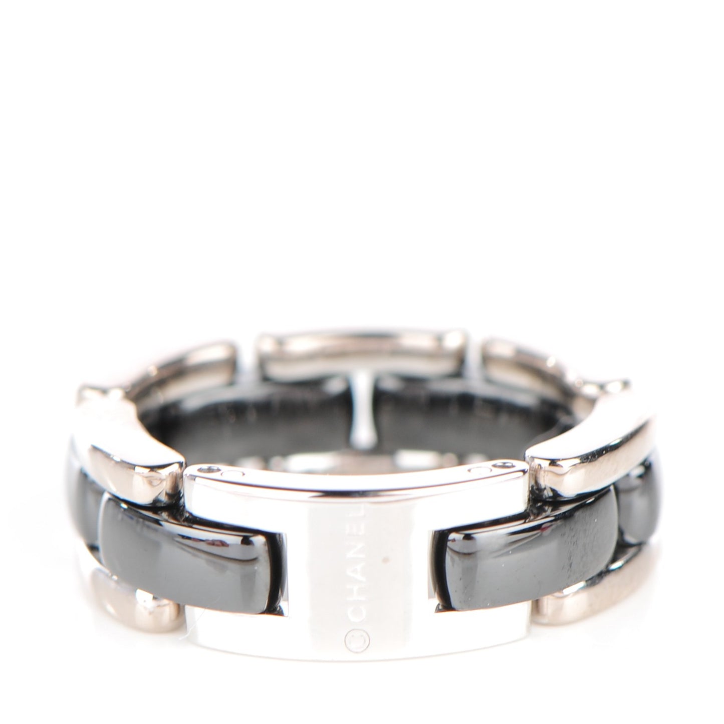 18K White Gold Ceramic Medium Ultra Ring 6.25 Black