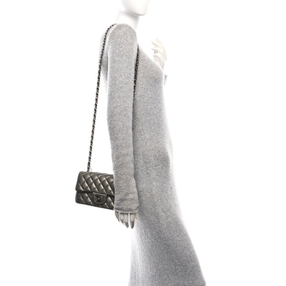 Chanel Metallic Lambskin Quilted Mini Rectangular Flap  Dark Grey 2 of 10