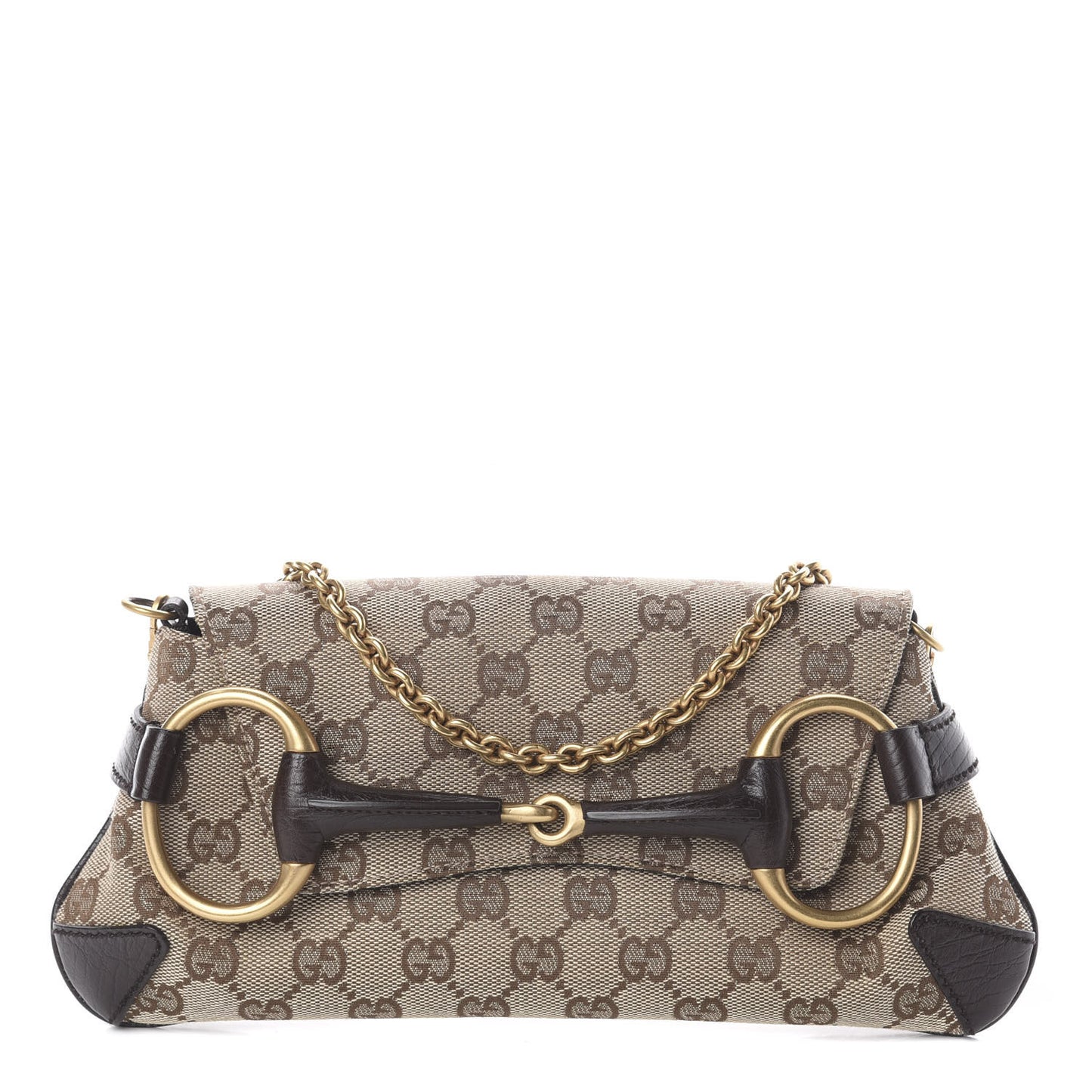 Monogram Horsebit Clutch Dark Brown