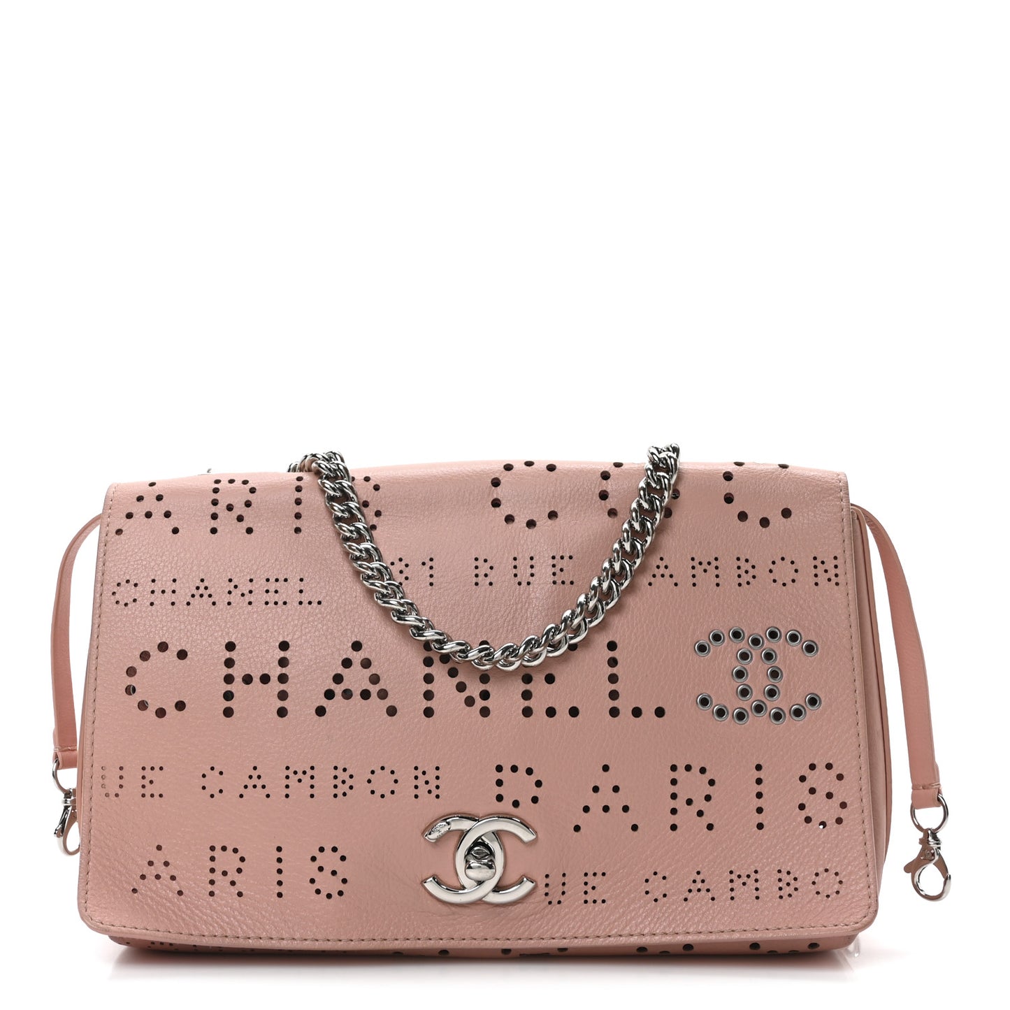 Calfskin Tweed Eyelet Flap Bag Pink