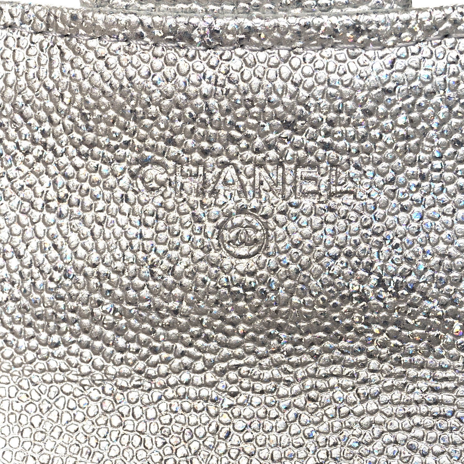 Chanel Glittered Metallic Caviar Quilted Flap Card Holder Wallet Silver 6 of 9