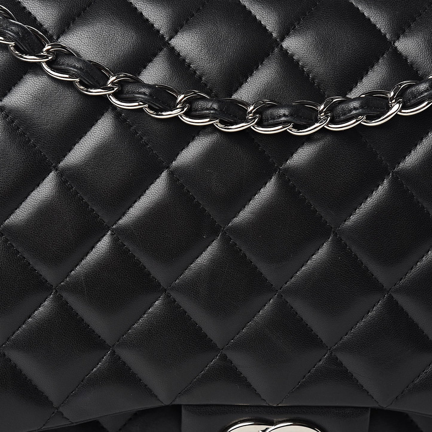 Lambskin Quilted Maxi Double Flap Black