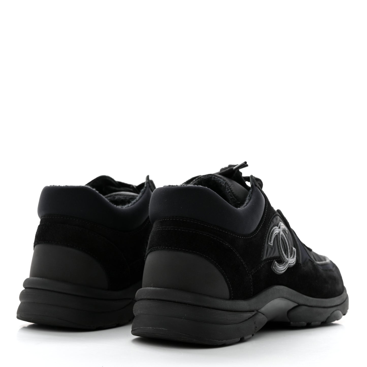 Fabric Calfskin Suede CC Sneakers 38 Black