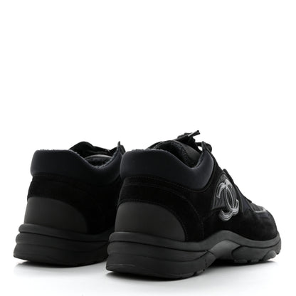 Chanel Fabric Calfskin Suede CC Sneakers 38 Black 4 of 8