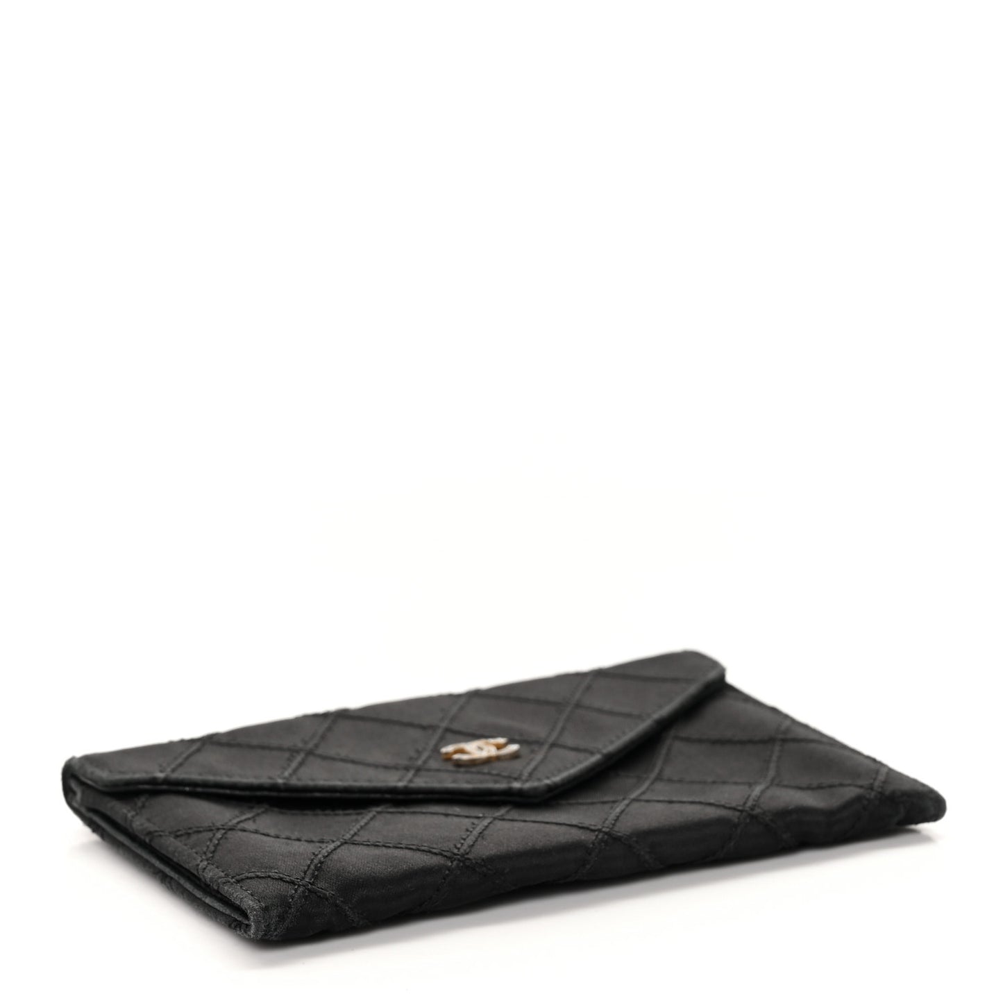 Satin Stitched Flap Card Case Black