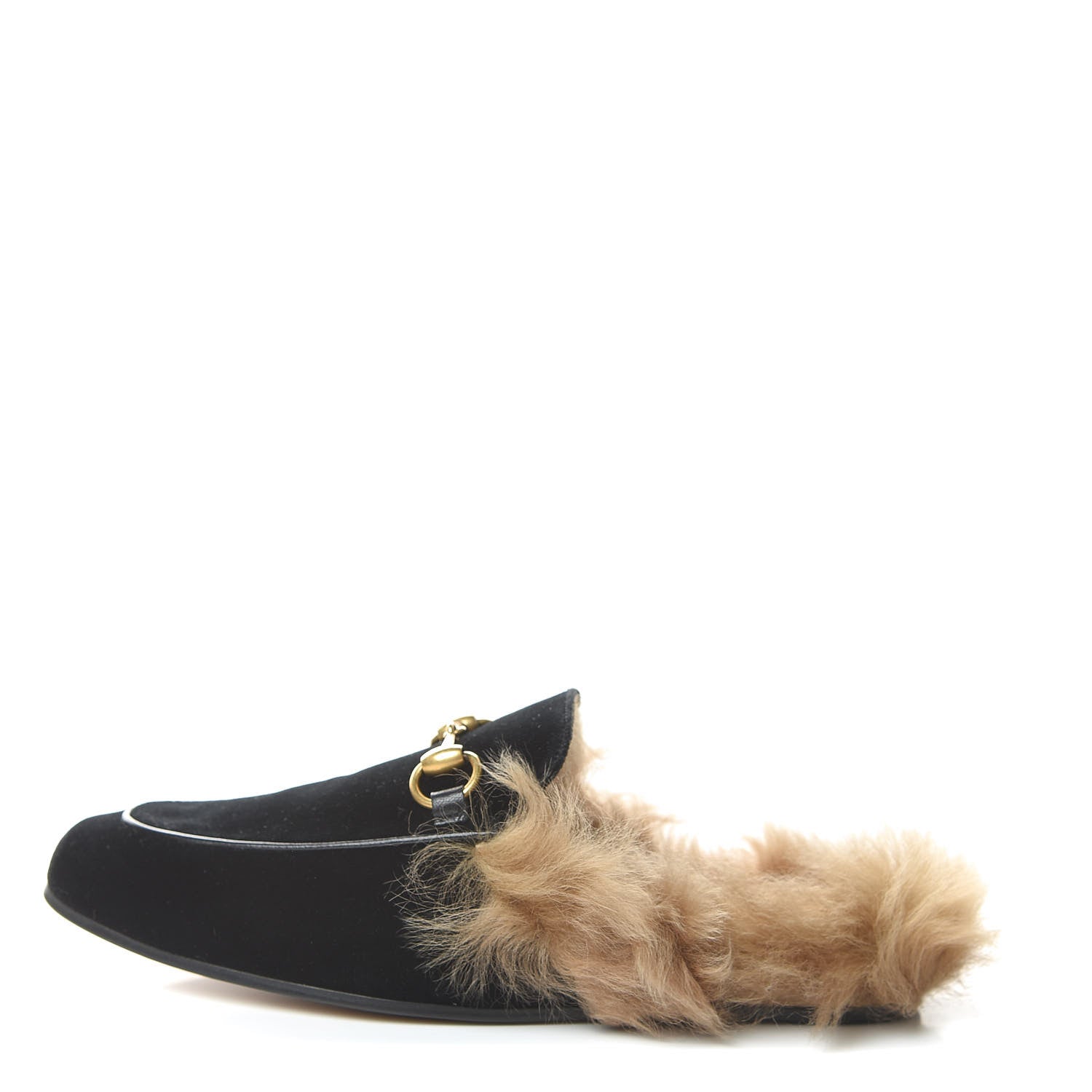Gucci Velvet Fur Mens Princetown Slippers 5 Black 1 of 10