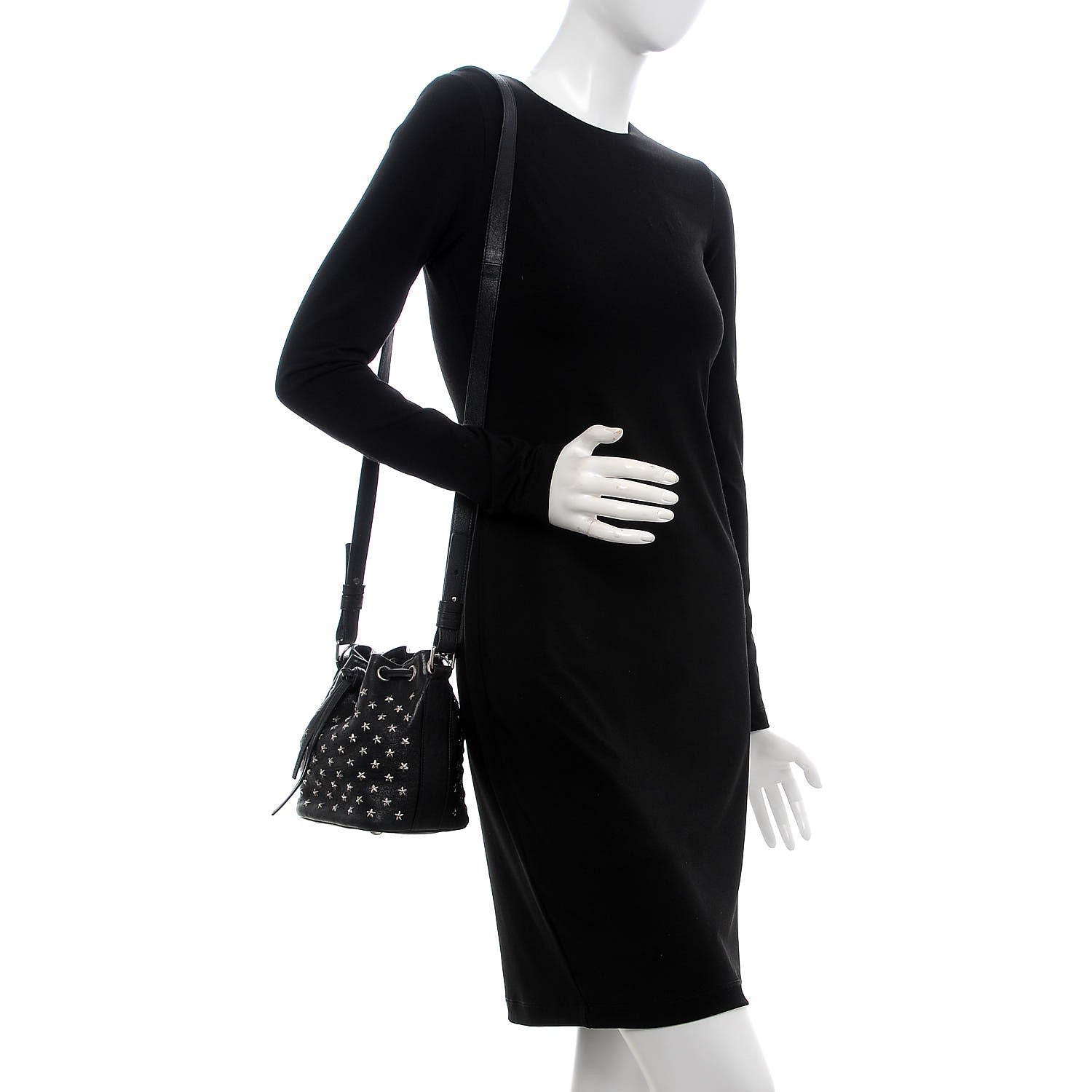 Saint Laurent Calfskin Star Studded Small Emmanuelle Bucket Bag Black 2 of 8