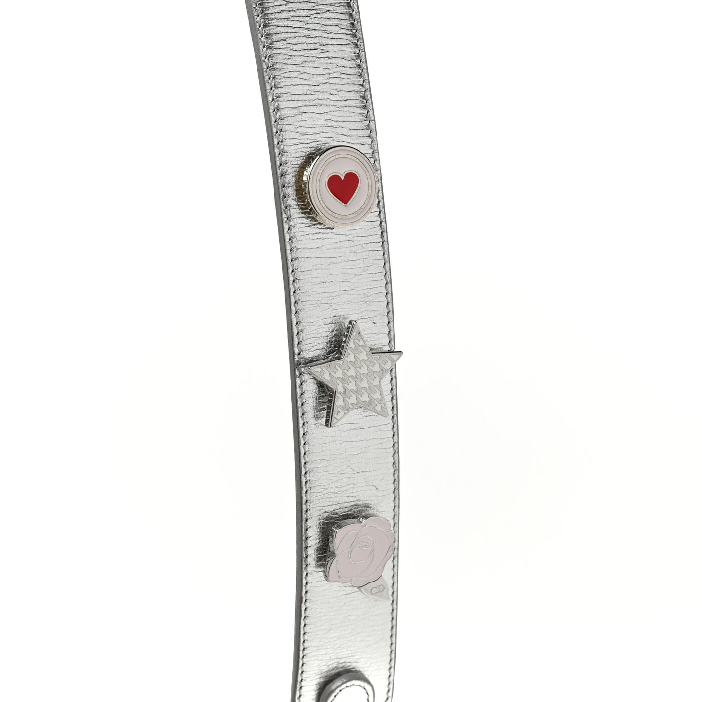 Metallic Grained Calfskin Cannage Small Lucky Badges My Lady Dior Silver