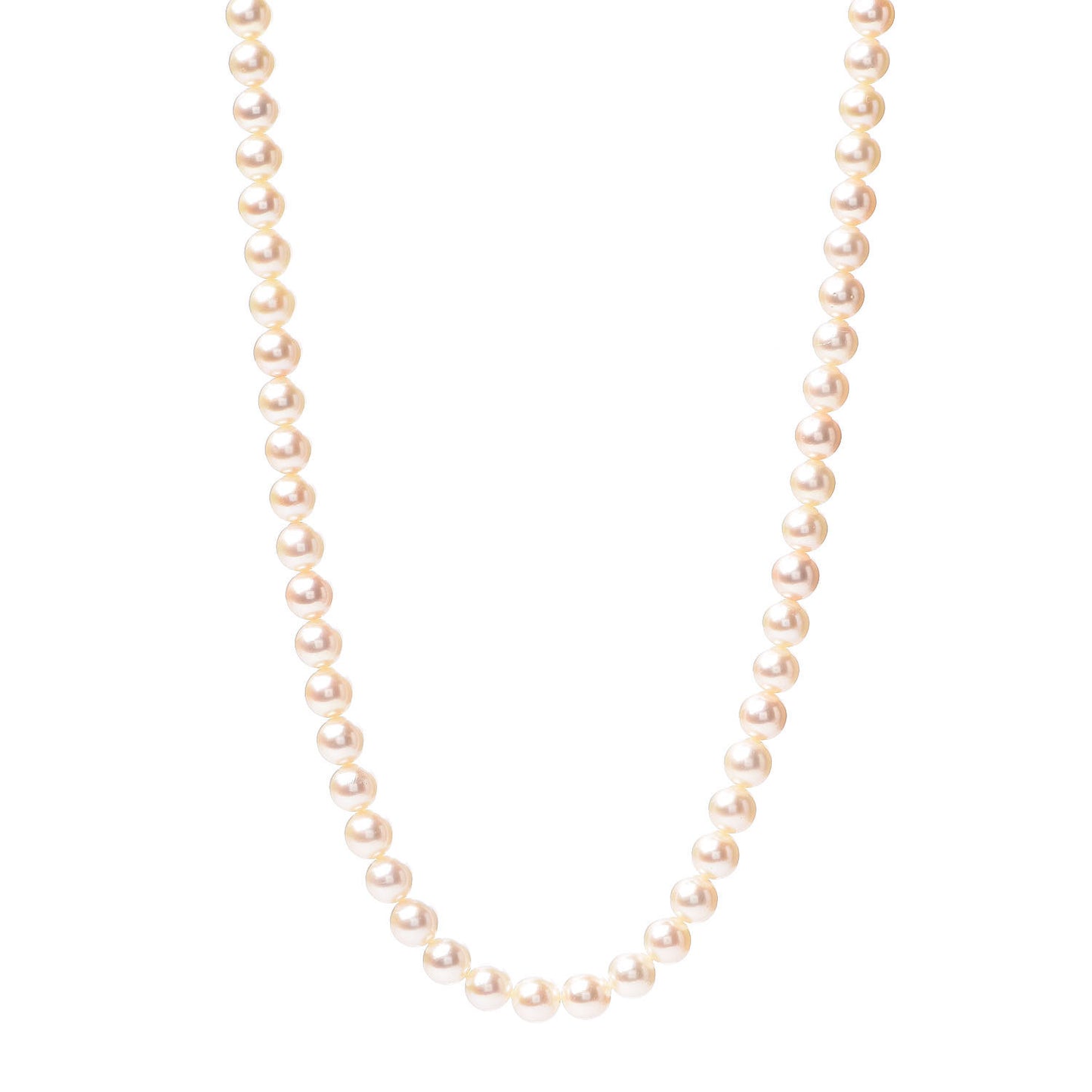 14K Yellow Gold Akoya Pearl 7-7.5mm Strand Necklace 17.5"