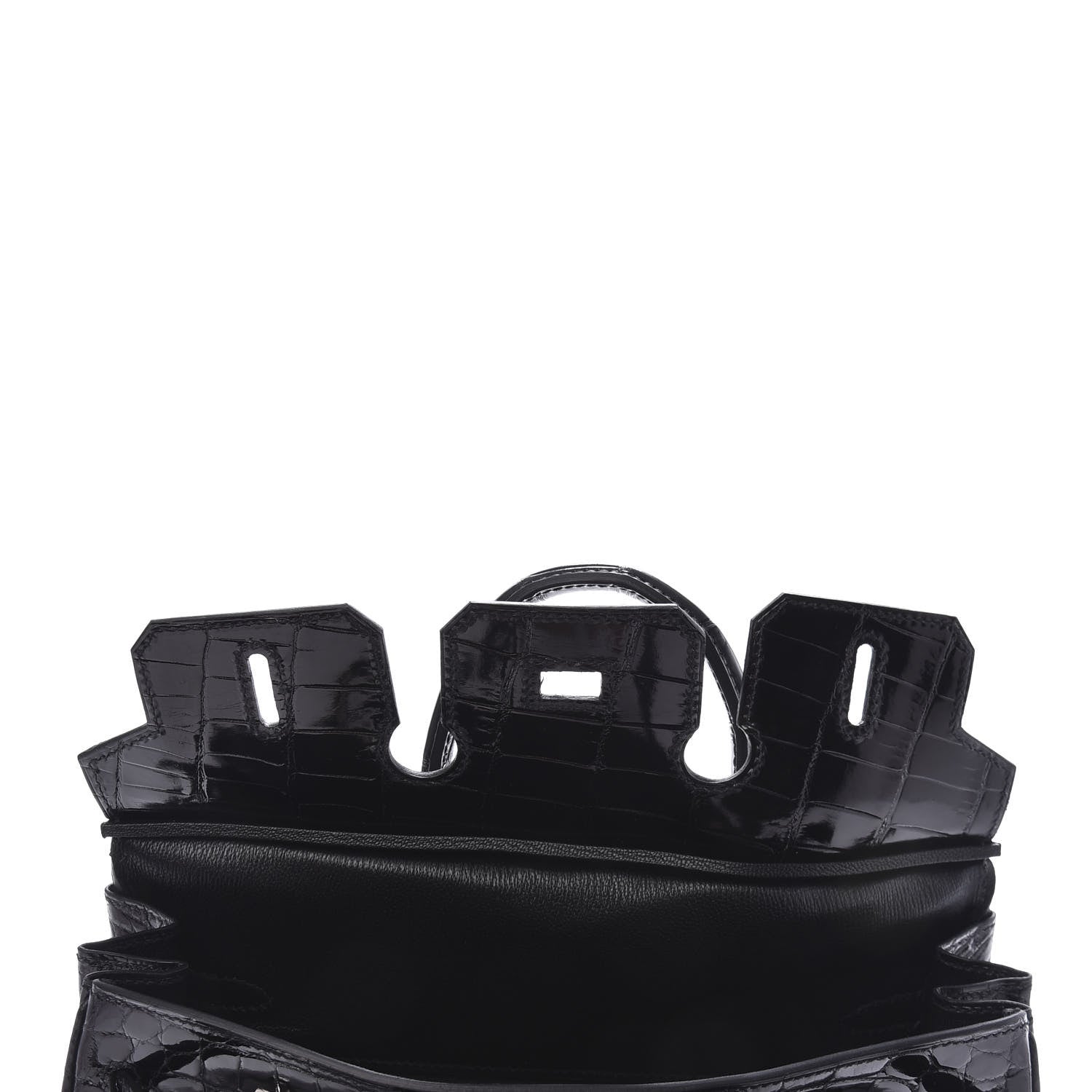 Hermes Shiny Niloticus Crocodile Birkin 25 Black 17 of 37
