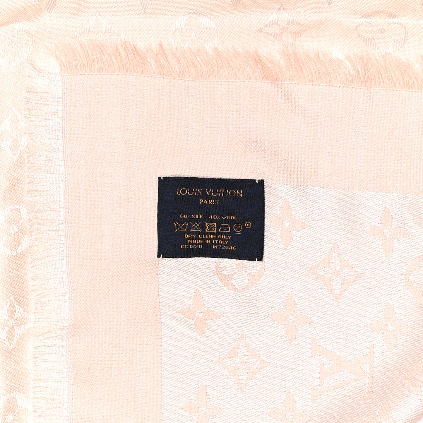 Silk Wool Monogram Denim Shawl Rose