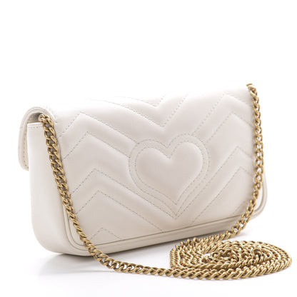 Gucci Calfskin Matelasse Super Mini GG Marmont Shoulder Bag White 3 of 12