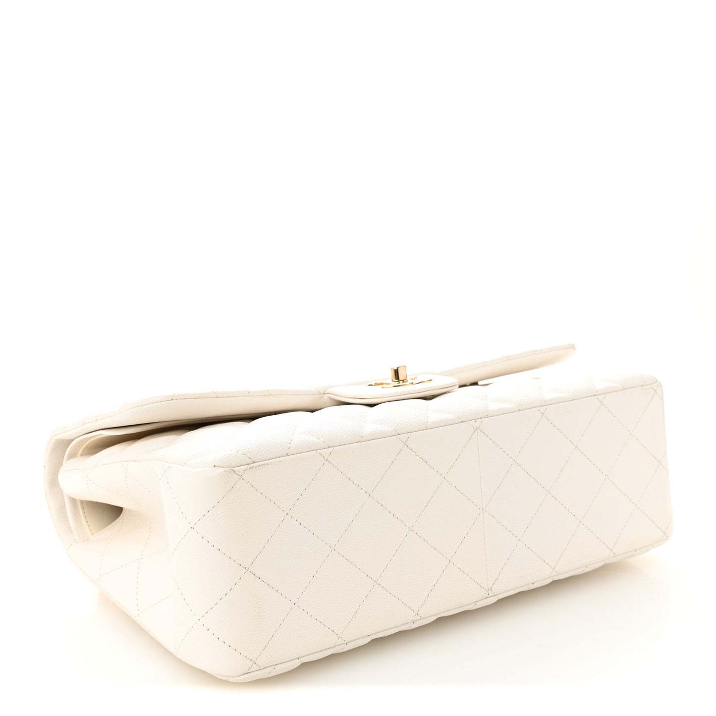 Caviar Quilted Jumbo Double Flap White