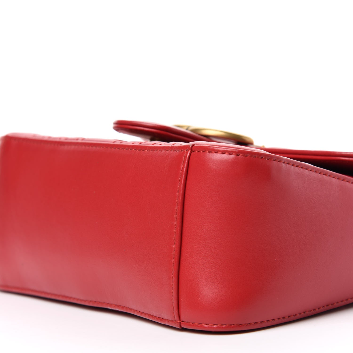 Gucci Calfskin Matelasse Mini GG Marmont Top Handle Shoulder Bag Hibiscus Red 7 of 10