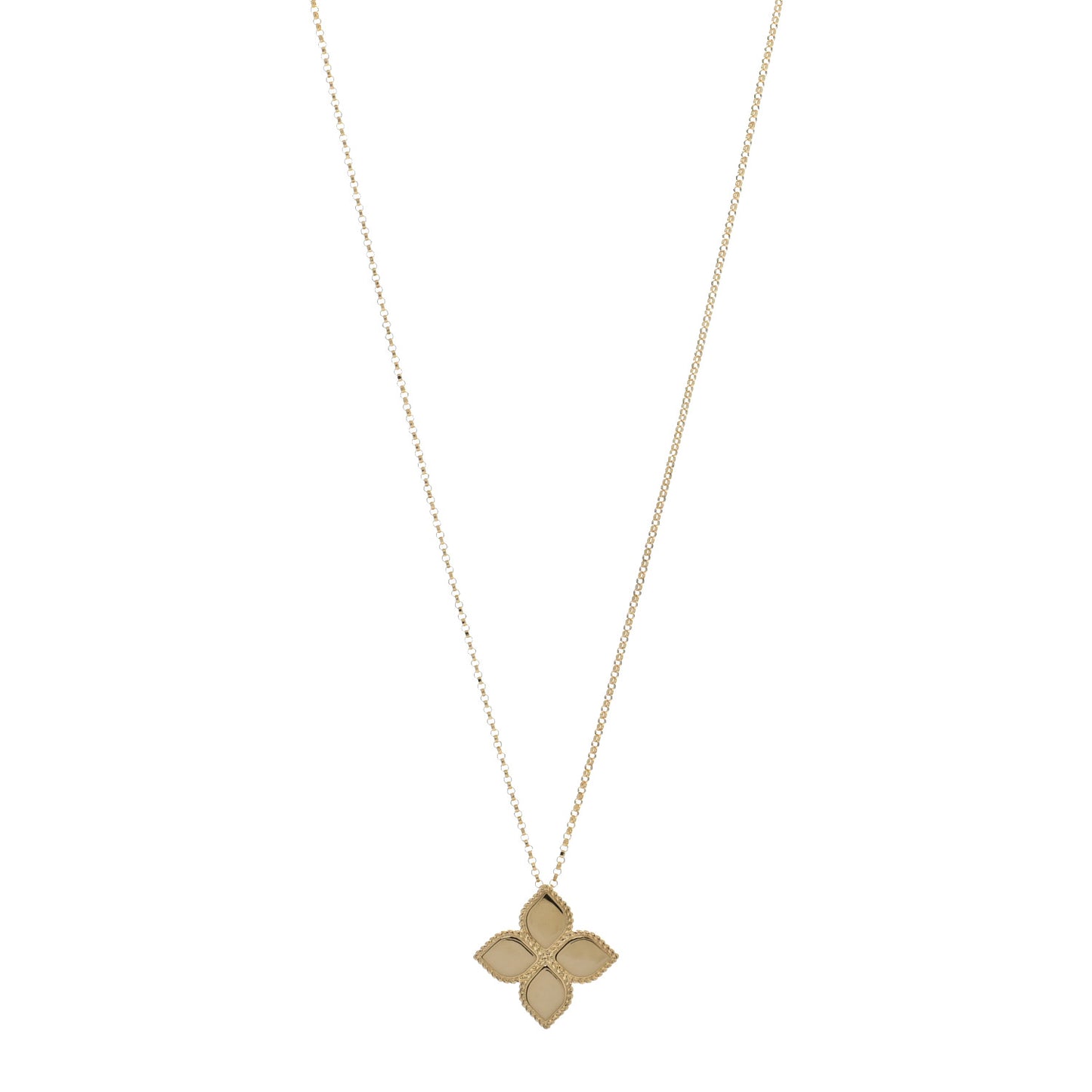 18K Rose Gold Large Princess Flower Pendant Necklace