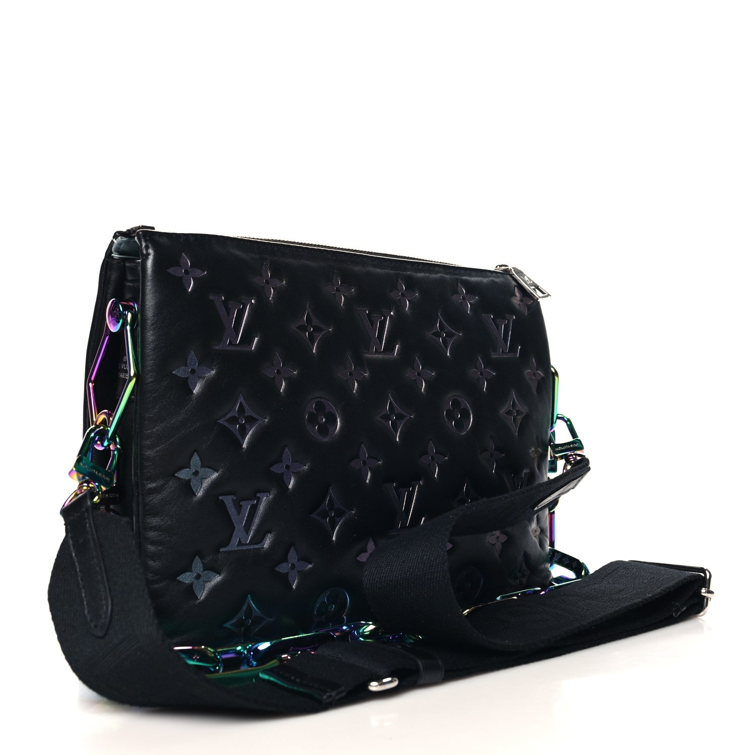 Louis Vuitton Lambskin Embossed Monogram LV Ski Coussin PM Black