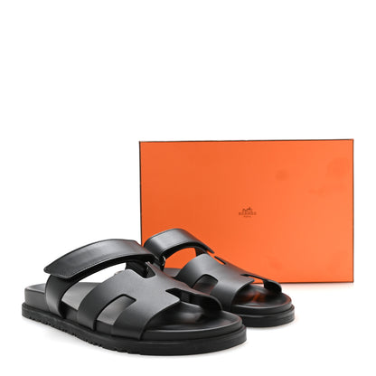 Hermes Calfskin Womens Chypre Sandals 40.5 Black 9 of 9
