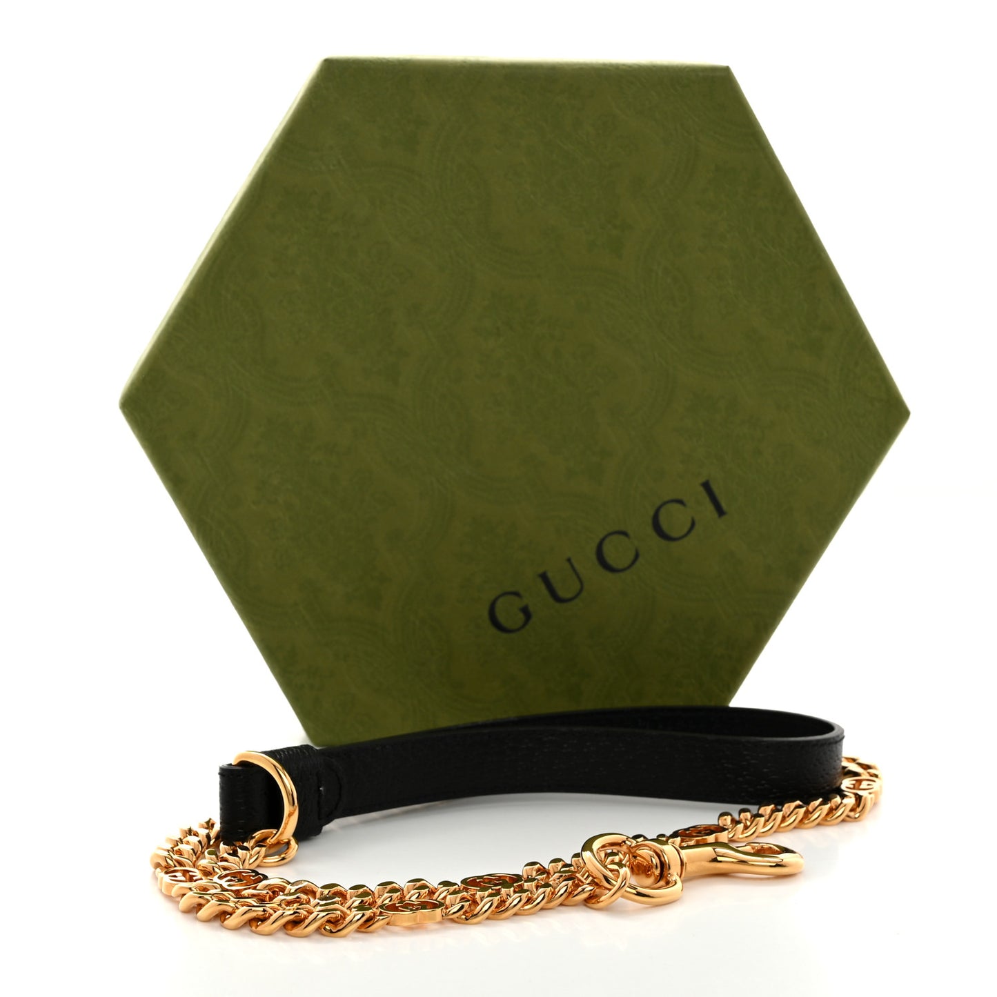 Calfskin Chain Pet Leash Black Gold