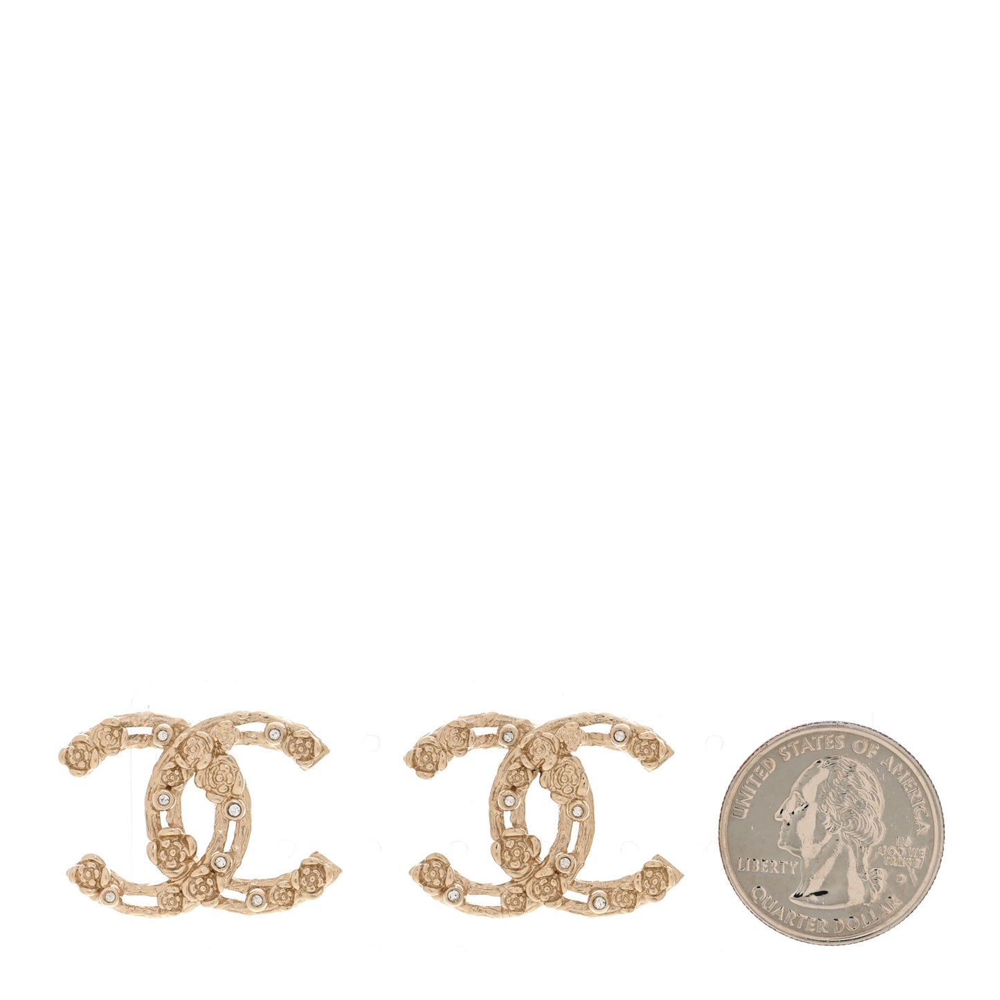 Crystal CC Camellia Earrings Gold