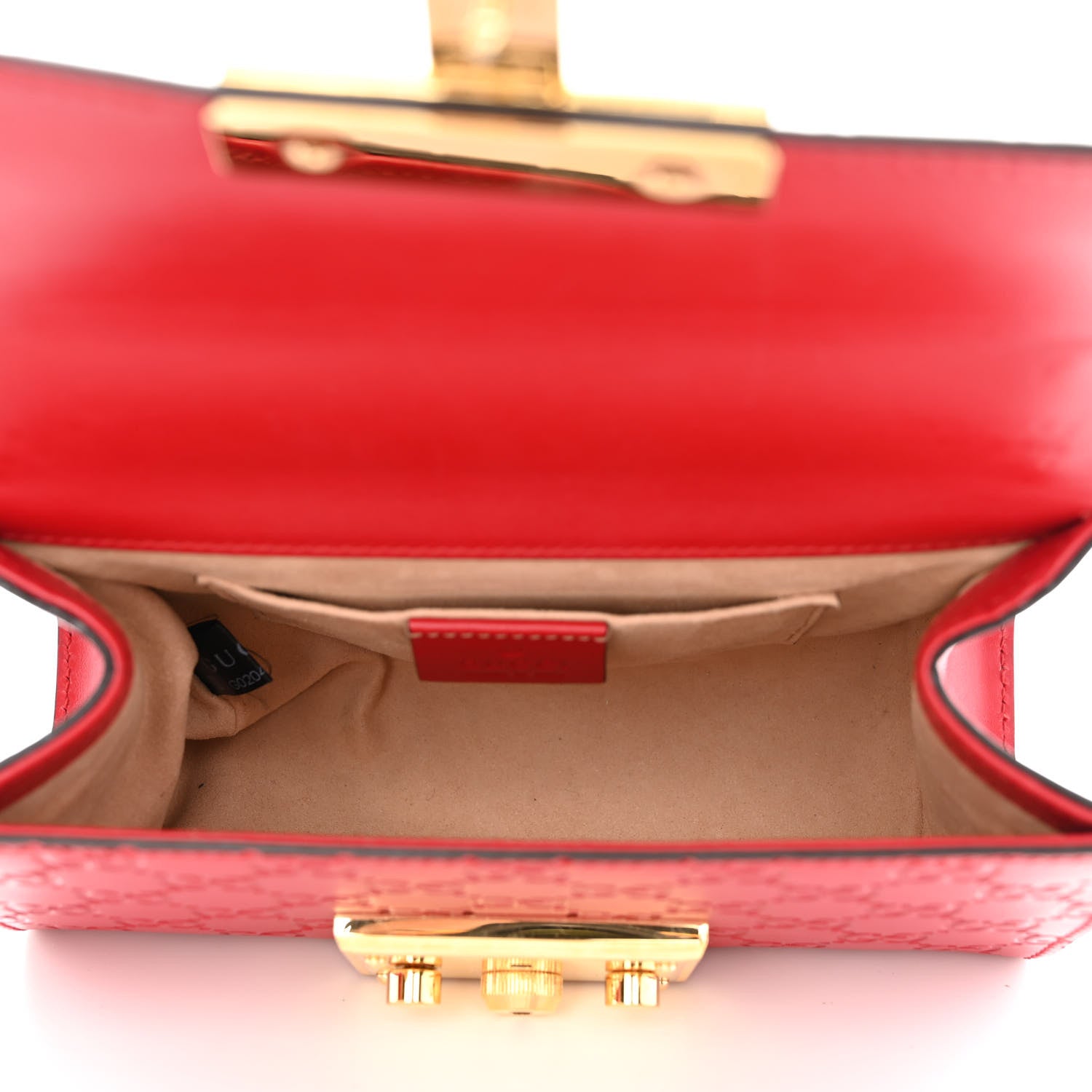 Gucci Guccissima Small Padlock Shoulder Bag Hibiscus Red 5 of 13