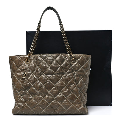 Chanel Crumpled Grained Calfskin Large Coco Pleats Tote Khaki 11 of 11