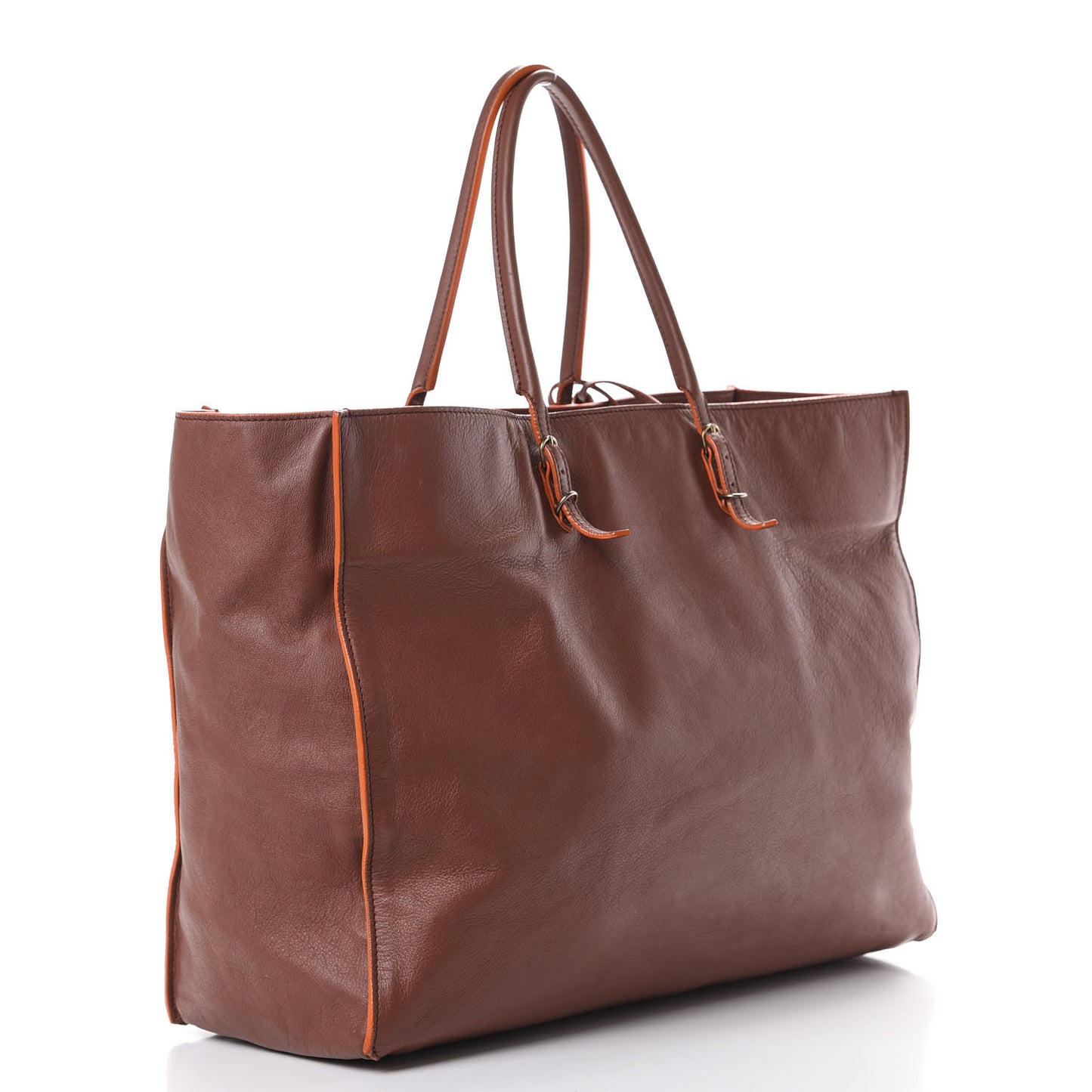 Veau Papier A4 Zip Around Tote Orange Brulee