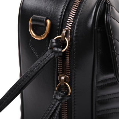 Gucci Calfskin Matelasse Sylvie Web Small GG Marmont Top Handle Shoulder Bag Black 15 of 23