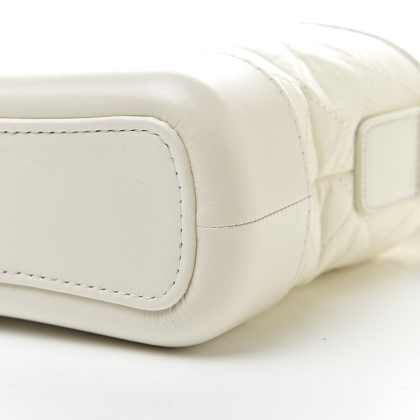Aged Calfskin Quilted Small Gabrielle Hobo White