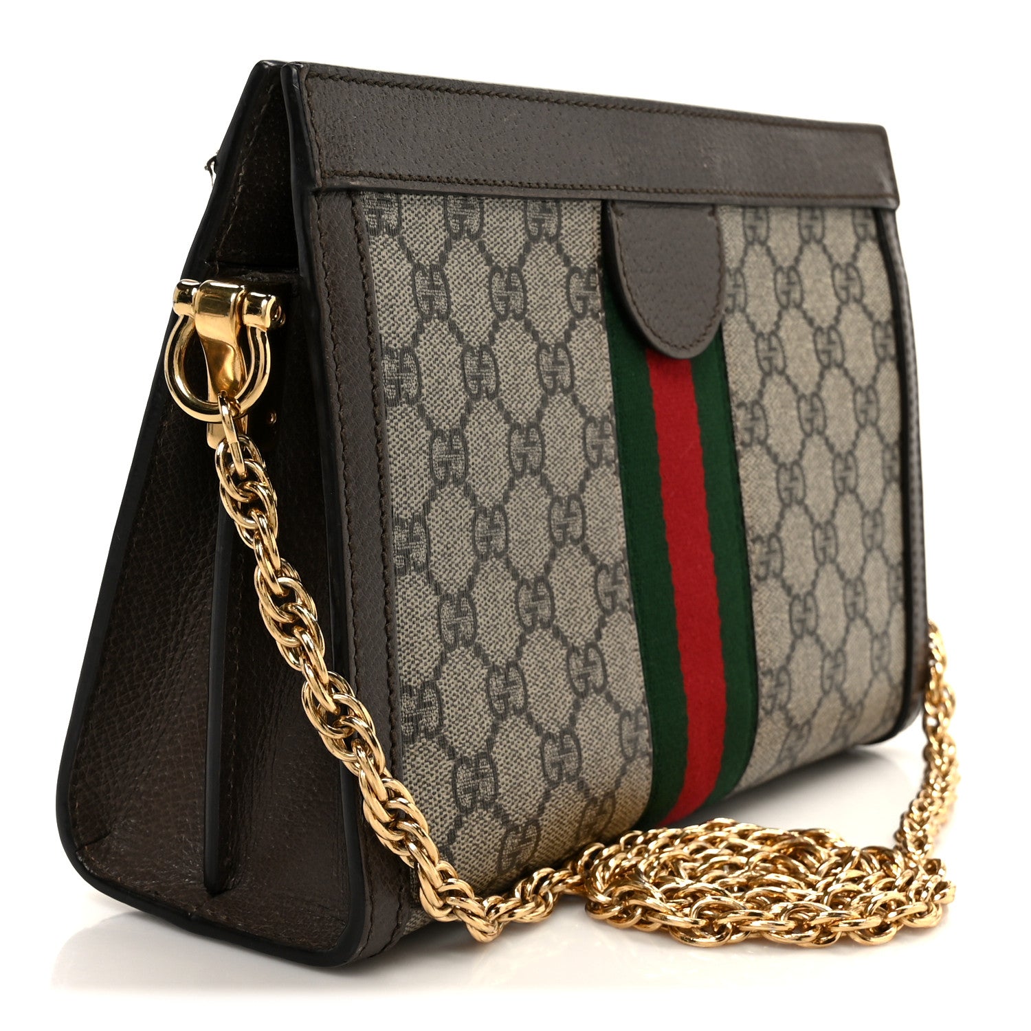 Gucci GG Supreme Monogram Web Small Ophidia Chain Shoulder Bag Brown 3 of 11