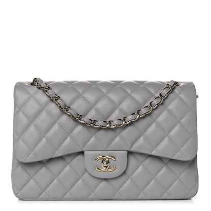 Chanel Caviar Quilted Jumbo Double Flap Grey 1 of 10