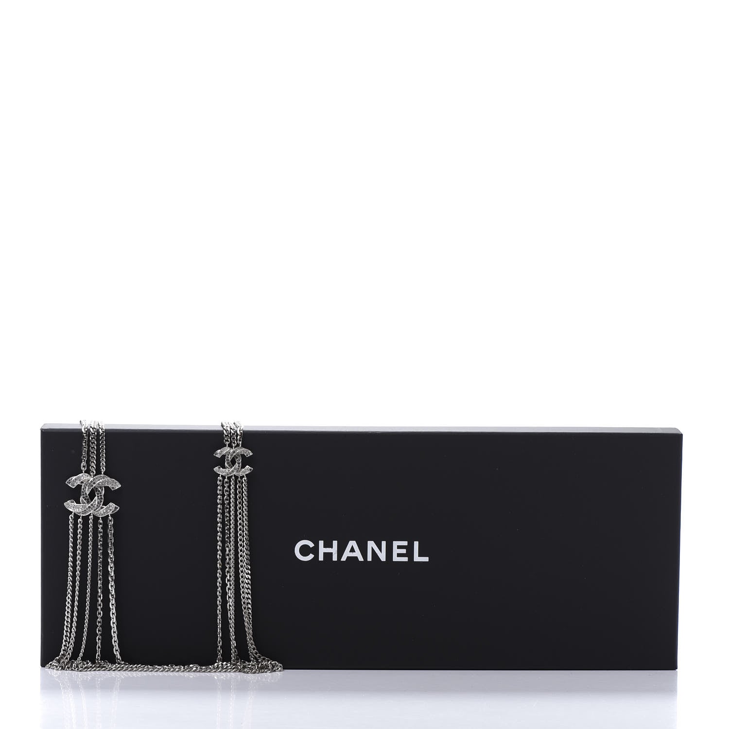 Chanel Crystal CC Multi Strand Chain Necklace Silver 8 of 8