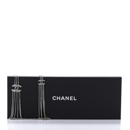 Chanel Crystal CC Multi Strand Chain Necklace Silver 8 of 8