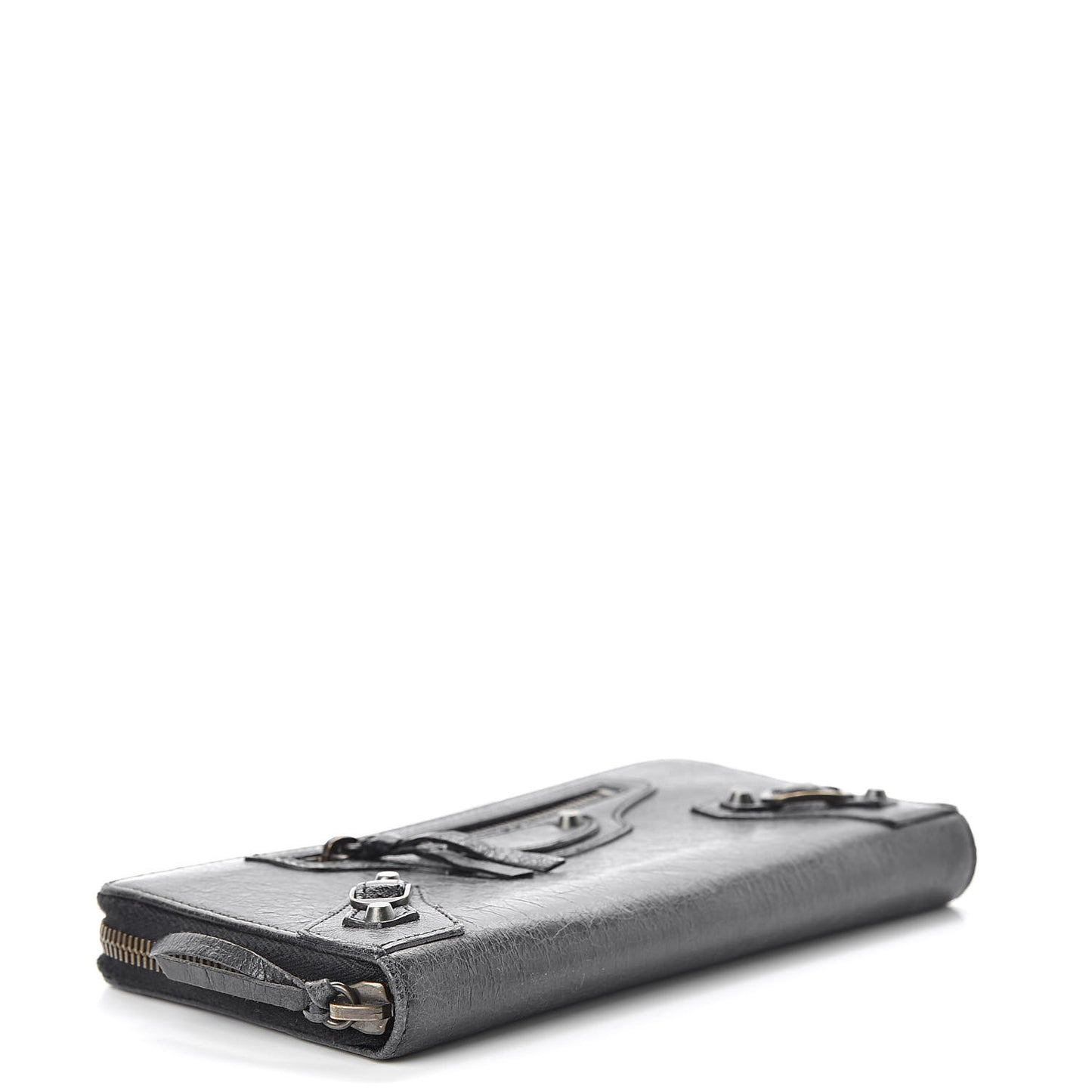 Agneau Classic Hardware Continental Zip Around Wallet Black