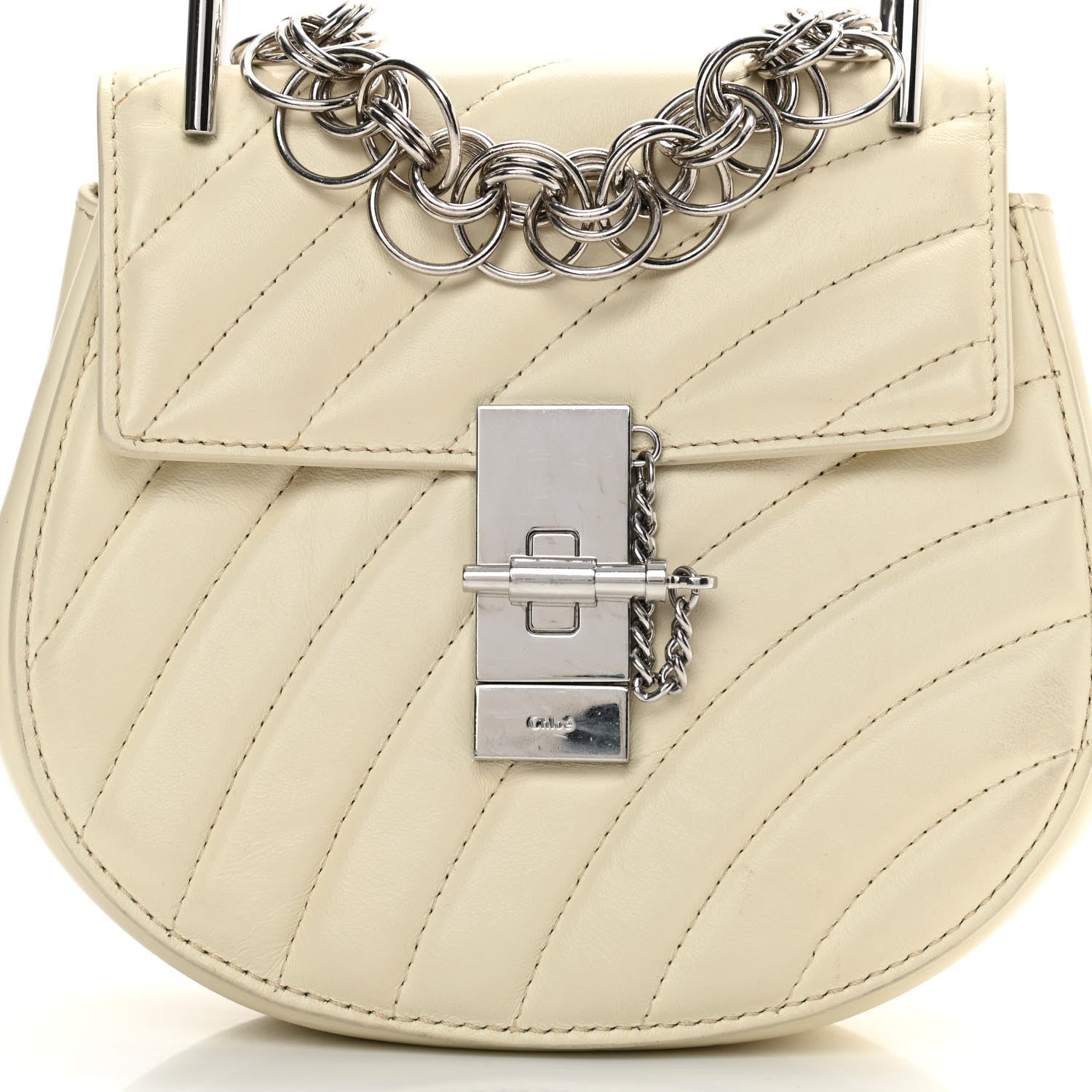 Chloe Calfskin Quilted Mini Drew Bijou Shoulder Bag Natural White 8 of 17