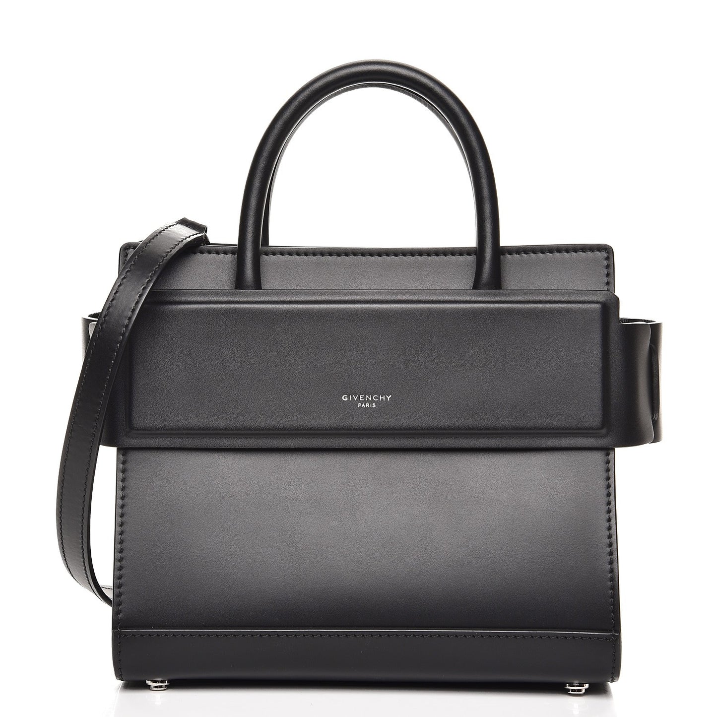 Smooth Calfskin Mini Horizon Satchel Black