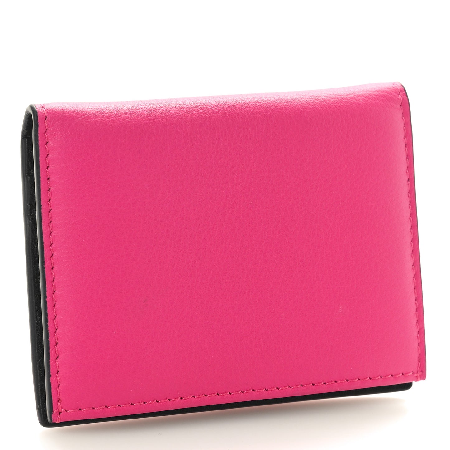 Grainy Calfskin Compact Vlogo Wallet Pink