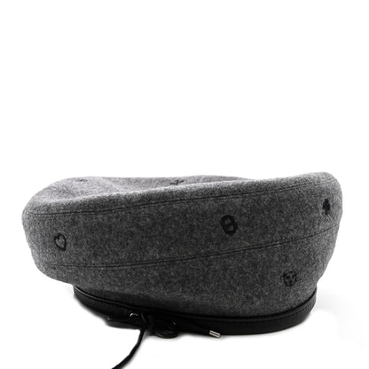 Hermes Cashmere Lambskin Saint-Honore Charms Beret 57 Charbon 6 of 8
